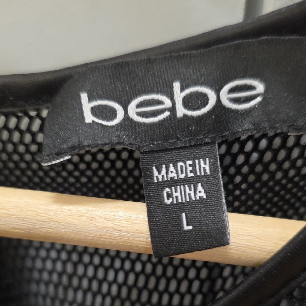 bebe Black Mesh Panel Mini Dress - Picture 5 of 7